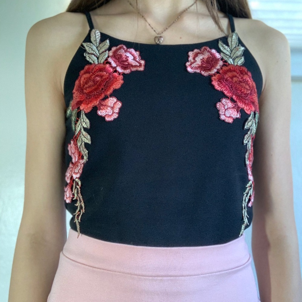 SHEIN Embroidered flower top.